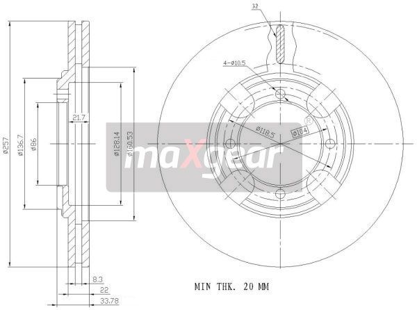 TARCZA HAMULCOWA PRZÓD HYUNDAI LANTRA MaXgear 19-0936