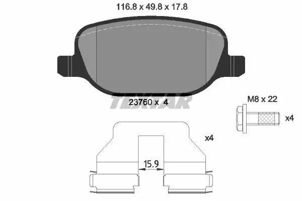 Klocki hamulcowe tył Alfa Romeo 159 05- Lancia THESIS 02- Textar 2376001