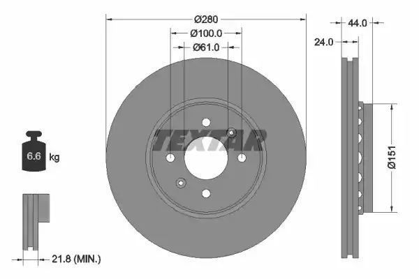 Tarcza hamulcowa przód Renault SCENIC 99- 03- MEGANE 96- 03- DOKKER LODGY 12- Textar 92254603