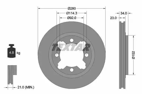 TARCZA HAM. HONDA P. ACCORD -98 14/ROVER 600 -99 Textar 92081500
