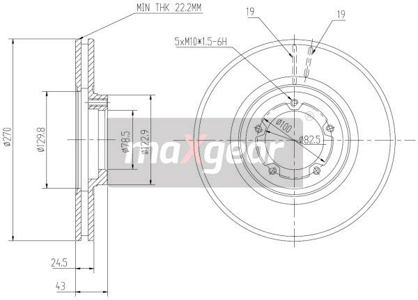 TARCZA HAMULCOWA PRZÓD FORD TRANSIT 94- KOŁA 15 MaXgear 19-0707
