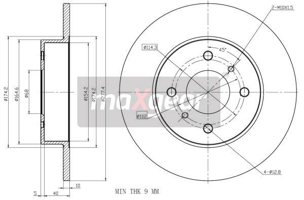 TARCZA HAMULCOWA TYŁ NISSAN PRIMERA 98- MaXgear 19-0959