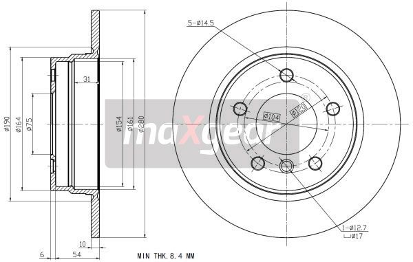 TARCZA HAMULCOWA TYŁ BMW E36 90- E46 NIE WENTYLOWANA 280X10 MaXgear 19-0693