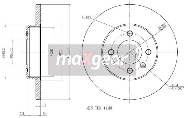 TARCZA HAMULCOWA PRZÓD PASSAT 1,6-1,9D TD 88-96 256 MaXgear 19-0767