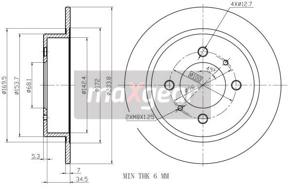 TARCZA HAMULCOWA TYŁ NISSAN SUNNY 91-/ALMERA 95- MaXgear 19-0957