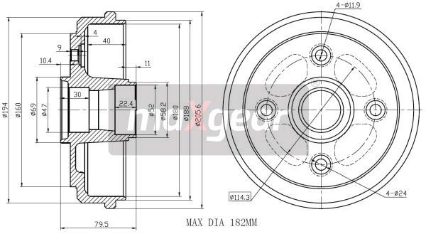 BĘBEN HAMULCOWY DAEWOO MATIZ MaXgear 19-1041