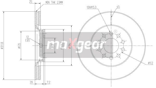 TARCZA HAMULCOWA PRZÓD A4 A6 PASSAT SKODA SUPERB MaXgear 19-0760
