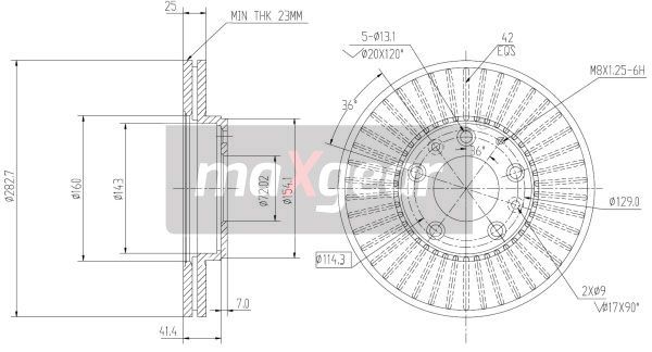 TARCZA HAMULCOWA PRZÓD MAZDA 6 02- MaXgear 19-0945