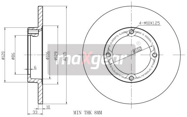 TARCZA HAMULCOWA PRZÓD DAEWOO TICO MaXgear 19-1032