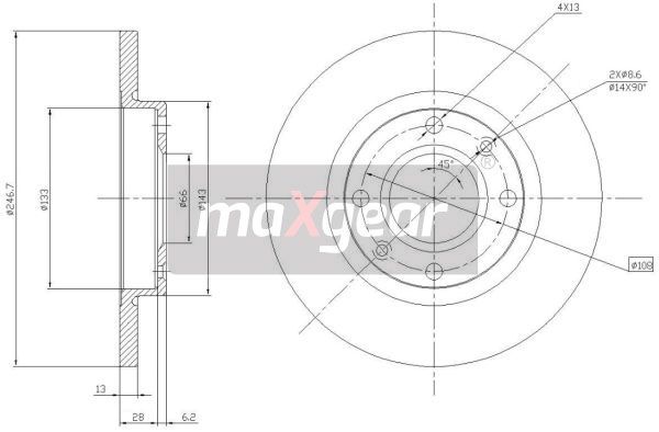 TARCZA HAMULCOWA PRZÓD CITROEN XSARA 206 1,1-1,4 247x MaXgear 19-0790