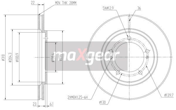 TARCZA HAMULCOWA PRZÓD SUZUKI GRAND VITARA 98- MaXgear 19-0960