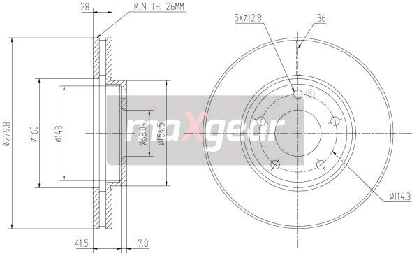 TARCZA HAMULCOWA PRZÓD NISSAN PRIMERA P12 MaXgear 19-0951