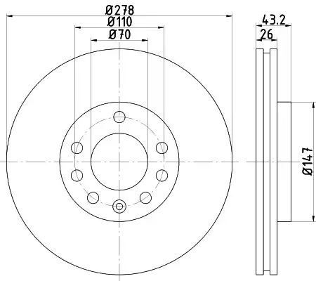 Tarcza hamulcowa przód Opel CORSA D 00- 1,7CDTI 278x26 Textar 92156400