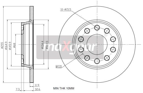TARCZA HAMULCOWA TYŁ VW A4 1,6-3 MaXgear 19-1219