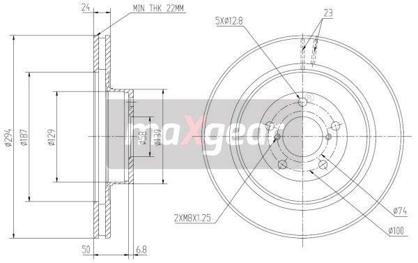 TARCZA HAMULCOWA PRZÓD SUBARU OUTBACK IMPREZA FORESTER 03- 08- 294MM MaXgear 19-1255