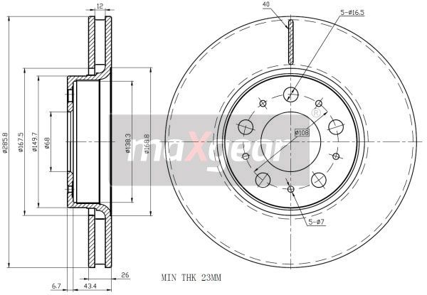 TARCZA HAMULCOWA PRZÓD VOLVO S60 S80 V70 15 286MM MaXgear 19-1296