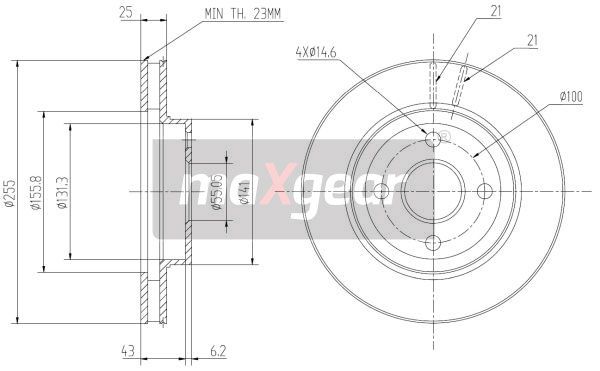 TARCZA HAMULCOWA PRZÓD TOYOTA COROLLA VERSO 01- MaXgear 19-0972