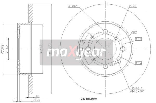 TARCZA HAMULCOWA PRZÓD ROVER 25/45 MaXgear 19-0988