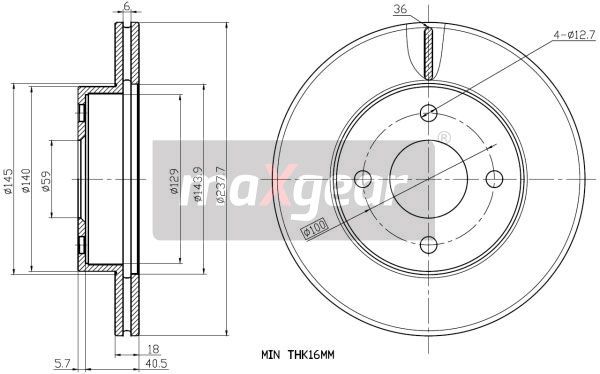 TARCZA HAMULCOWA PRZÓD NISSAN MICRA K11 98-03 MaXgear 19-1323