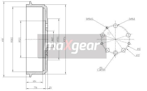 BĘBEN HAMULCOWY T4 91- 268x68 MaXgear 19-1341