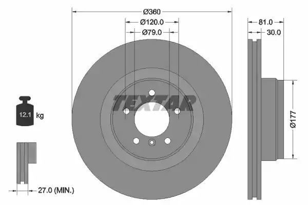 Tarcza hamulcowa przód Land Rover RANGE ROVER 05- 360x Textar 92178403