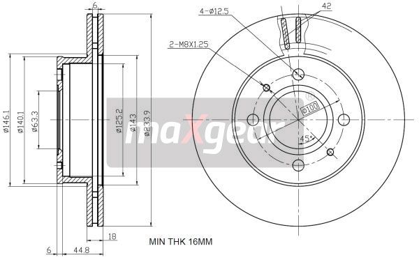 TARCZA HAMULCOWA PRZÓD HYUNDAI ATOS 01- ATOS PRIME 01- MaXgear 19-1302