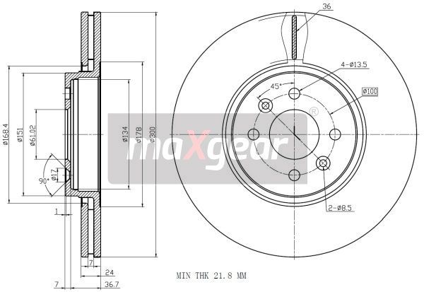TARCZA HAMULCOWA PRZÓD RENAULT SCENIC 03- 300X24 MaXgear 19-1331