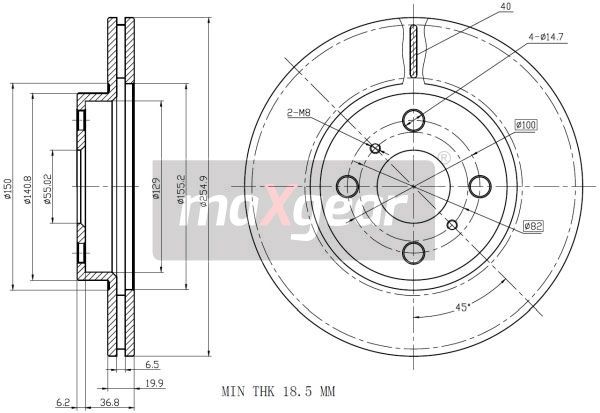 TARCZA HAMULCOWA PRZÓD TOYOTA YARIS YARIS VERSO 99-05 255MM MaXgear 19-0970
