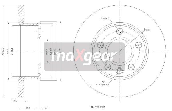 TARCZA HAMULCOWA PRZÓD VW T4 1,8/1 MaXgear 19-0983