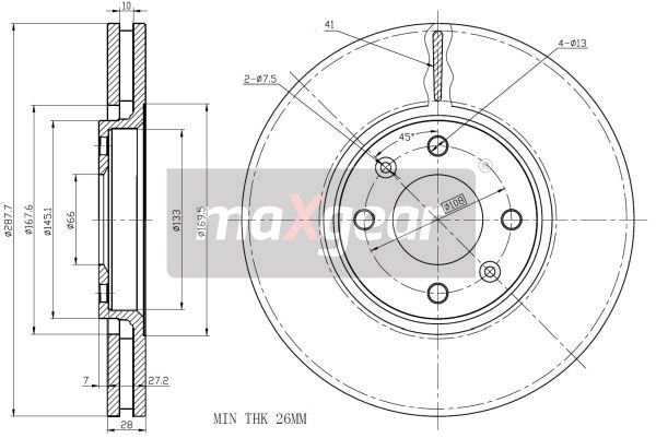 TARCZA HAMULCOWA PRZÓD CITROEN C5 XANTIA MaXgear 19-1067