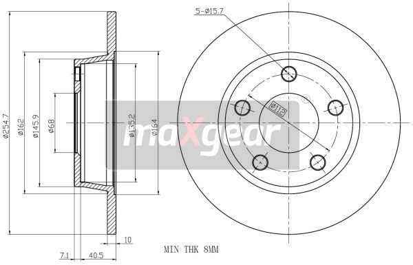 TARCZA HAMULCOWA TYŁ A6 1,8-3,0 QUATTRO 255X10 MaXgear 19-1801