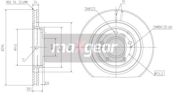 TARCZA HAMULCOWA PRZÓD MITSUBISHI OUTLANDER 03-/07-/12-/4007 07- MaXgear 19-1057