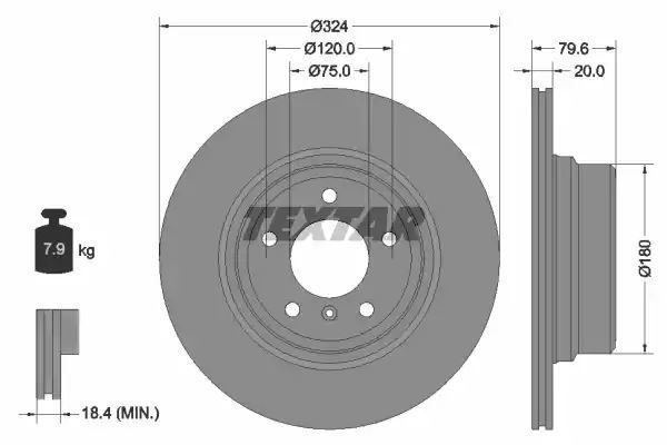 Tarcza hamulcowa tył BMW X5 4,4-4,8 01-06 SsangYong RODIUS 2,7-3,2 05- 324X20 Textar 92146303