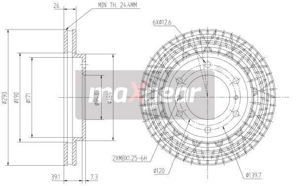 TARCZA HAMULCOWA PRZÓD MITSUBISHI PAJERO 00- MaXgear 19-0948