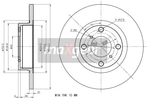TARCZA HAMULCOWA PRZÓD OPEL AGILA MaXgear 19-0961
