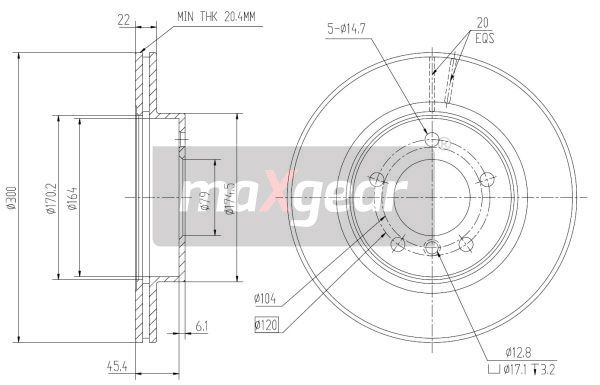 TARCZA HAMULCOWA PRZÓD BMW E46 Z3 98- MaXgear 19-1016