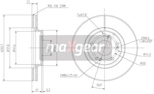 TARCZA HAMULCOWA PRZÓD HONDA CIVIC CR-V 1,4-2,0 01-06 MaXgear 19-0925