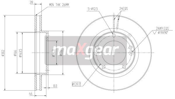 TARCZA HAMULCOWA PRZÓD KIA SORENTO 02- MaXgear 19-0938