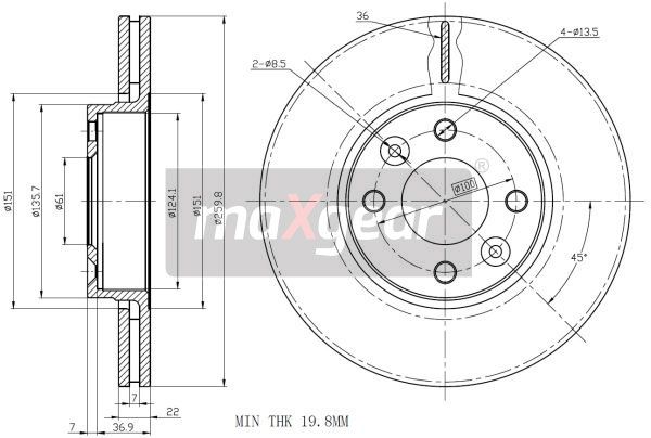 TARCZA HAMULCOWA PRZÓD RENAULT CLIO 05- THALIA MODUS MICRA 03- MaXgear 19-0954