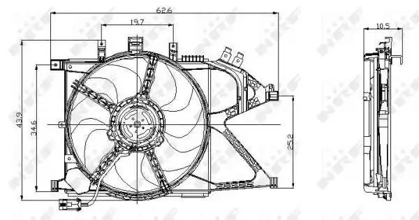 Wentylator chłodnicy Opel CORSA C B D BEZ REZYSTORA 200W NRF 47012