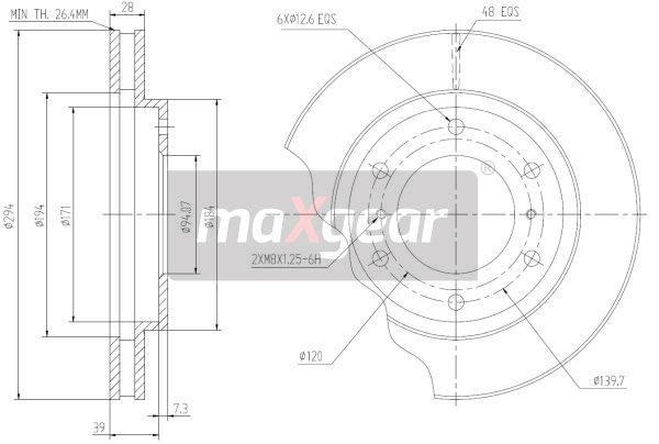 TARCZA HAMULCOWA PRZÓD MITSUBISHI L200 2,5DID 06- 294x MaXgear 19-1858
