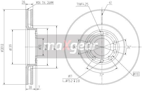 TARCZA HAMULCOWA PRZÓD OPEL VECTRA C 02- 302x28 MaXgear 19-1832