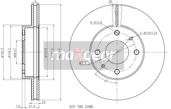 TARCZA HAMULCOWA PRZÓD NISSAN PRIMERA 96- P11 MaXgear 19-0735