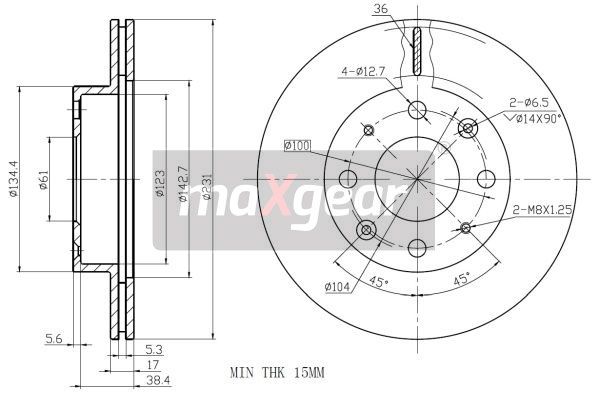 TARCZA HAMULCOWA PRZÓD HONDA CIVIC MaXgear 19-0926