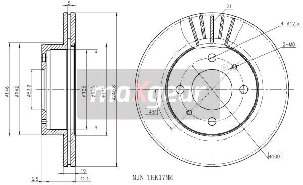 TARCZA HAMULCOWA PRZÓD HYUNDAI ACCENT 99- MaXgear 19-0934