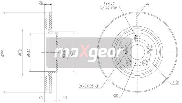 TARCZA HAMULCOWA PRZÓD TOYOTA AVENSIS 03- D4D MaXgear 19-0969