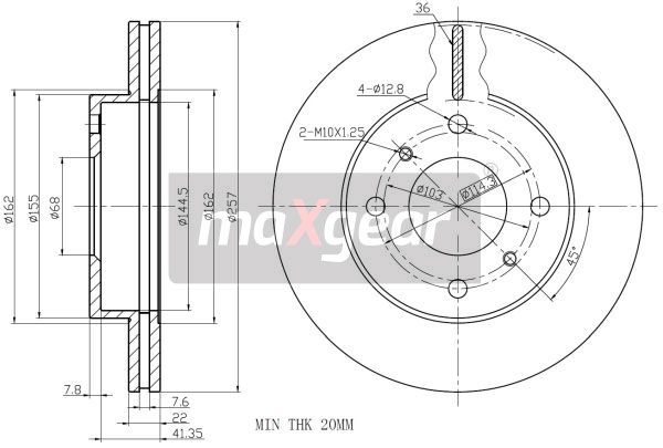 TARCZA HAMULCOWA PRZÓD NISSAN PRIMERA 91- +ABS MaXgear 19-1023