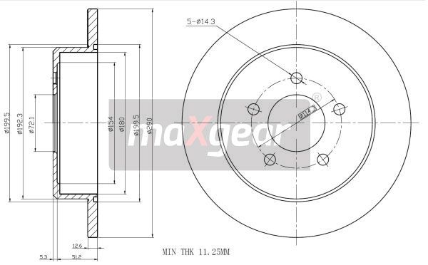 TARCZA HAMULCOWA TYŁ CHRYSLER VOYAGER MaXgear 19-0912