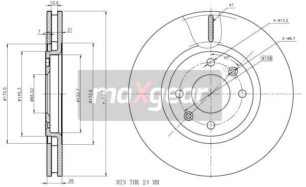 TARCZA HAMULCOWA PRZÓD PEUGEOT 406 MaXgear 19-0842