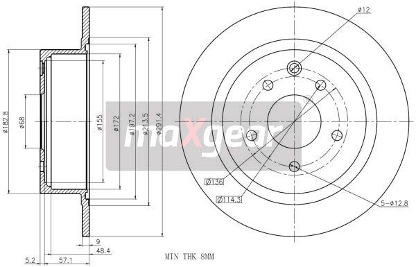 TARCZA HAMULCOWA TYŁ NISSAN QASHQAI 07- 292x9 MaXgear 19-1851
